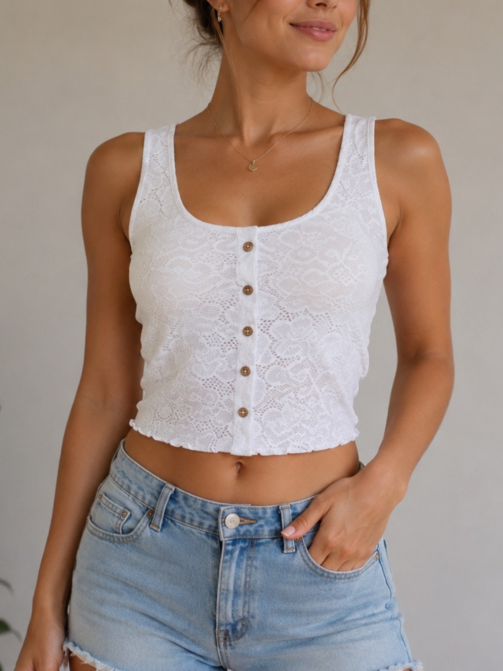 🌸3 for $30🌸 Streetwear Society White Lace Floral Crop Tank Top